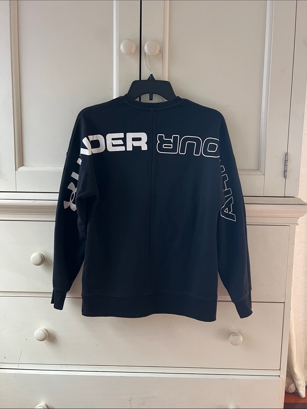 Under Armour Black Crewneck Sweatshirt with White Bold Logo